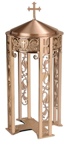 Baptismal Font Stainless Steel Basin Top Cross 33