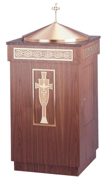 Baptismal Font Stainless Steel Basin Top Cross optional