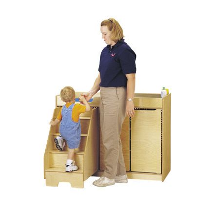 Changing Table W/Stairs Pull Out stairs toddlers conveniently glides under