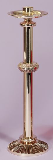 Altar Candlestick 20-1/2" Height high polished bronze cast textured base