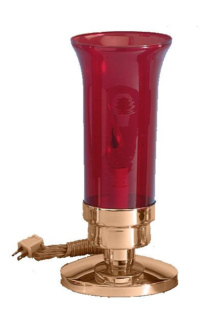 Electric Sanctuary Lamp  Clear CYLINDER Pictured Red Bronze HIGH POLISH