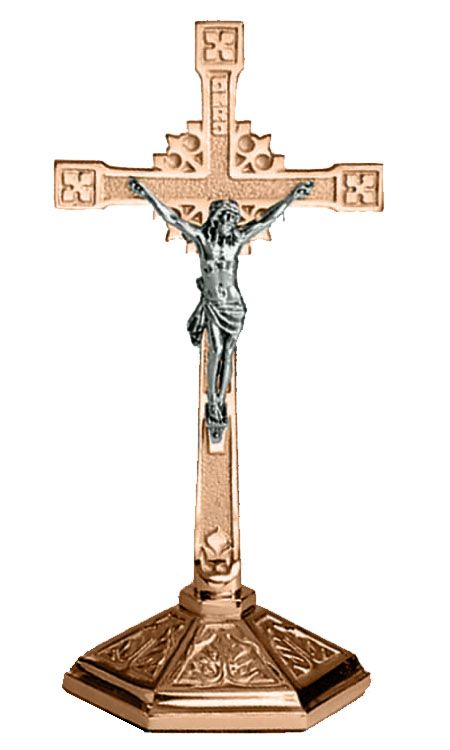 Altar Crucifix  12" 12 tall 5 wide base Bronze