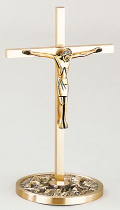 Altar Crucifix Satin bronze cast textured Statuary finish