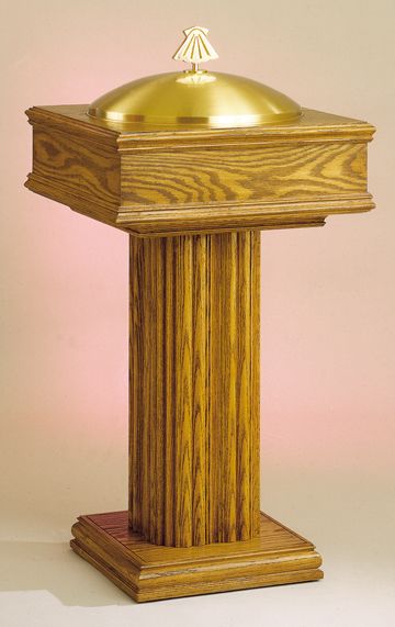 Baptismal Font Oak Removable stainless steel basin 16 x