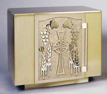 Bronze Tabernacle Bas Relief Sculpted Decoration Interior Lined
