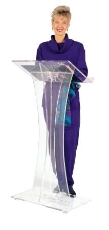 Clear Acrylic Curved Lectern 14 x 8 shelf Built ½