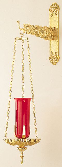 Hanging Sanctuary Lamp Bronze Brass shown 3ft chain junction