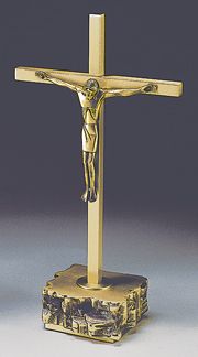 Altar Crucifix Satin Bronze Cast Textured Accents