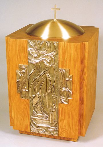 Baptismal Font Oak and Bronze