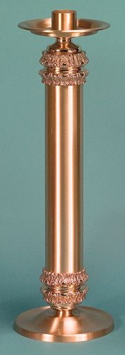 Altar Candlestick 20" Ht Cast High Relief Bronze Haigh Polished