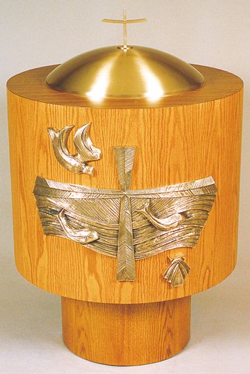 Round Baptismal Font and Bronze Cover