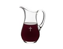 Glass Flagon 10 inch Tall 50 oz Capacity Etched Cross