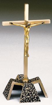 Altar Crucifix 12" Ht Textured Cast Bronze Satin Finish