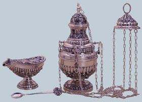 Censer & Boat AS-276 Spoon Brass Silver Plated 32 High