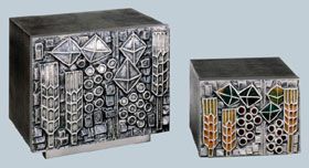 Modern Tabernacle Brass Silver Plated enamel 8 ¾ Wide