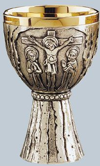 Chalice and Scale Paten Cup Brass Silver Plated exterior 24k