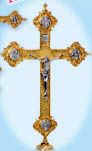 Processional Crucifix, Gold Plated, with 12" base
