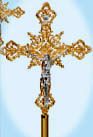 Processional Crucifix, Gold Plated, with 10 1/2" b