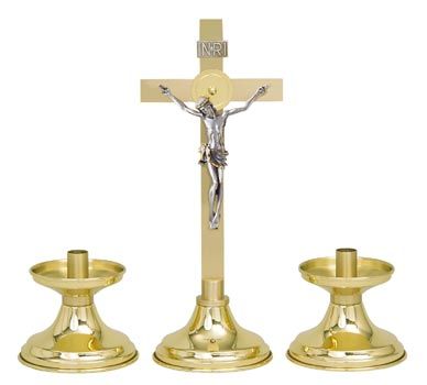 Altar Crucifix Only 15 High Polished Brass Base Satin