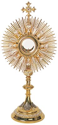 Monstrance 24k gold plated silver filigree four