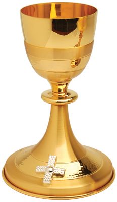 Chalice 24K Gold Plated Silver Cross 5-inch