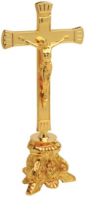 Altar Crucifix 24K Gold Plated 10-3/4 3-3/4 Base