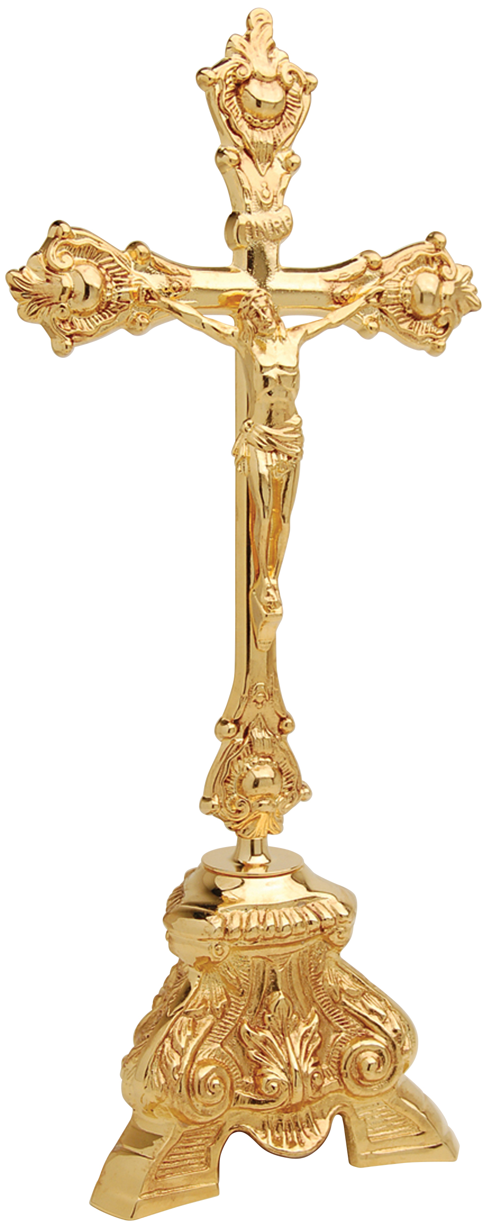 Gold Plated Altar Crucifix 24K 6 Base X 17-inch Tall