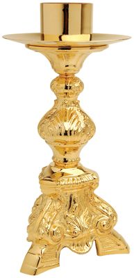 Altar Candlestick 24K Gold Plated 10-3/4 6-1/4 Base