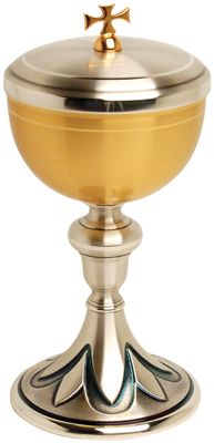 Ciborium 24K Gold Plated Oxidized Silver 4 Host Capacity 200