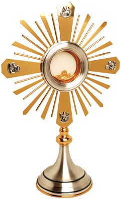 Monstrance 24K Gold Oxidized Silver Plated Four
