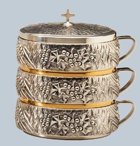 Stacking Ciboria N-4012 Brass Silver Plated gold lined Set