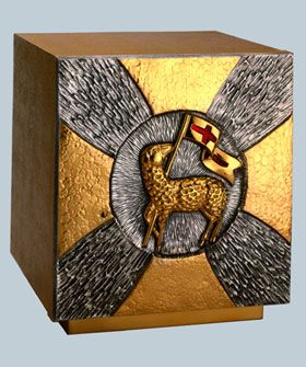 Agnus Dei Tabernacle Brass Two Tone gold silver 13