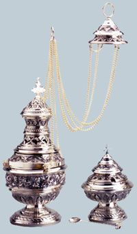 Censer & Boat N-650 Spoon Brass Silver Plated 34 High