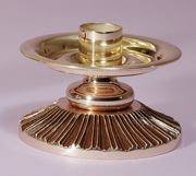 Altar Candlestick 4" Height high polished bronze cast textured base