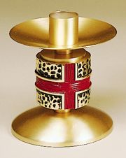Altar Candlestick 1-1/2" Socket Hand Enameled Color Accents Bronze