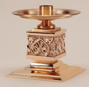 Altar Candlestick High Relief Cast Bronze Satin Polished