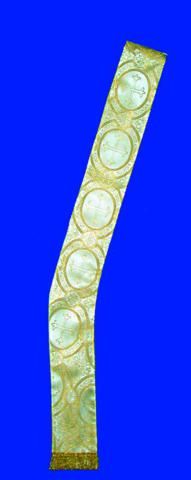 #2045 Deacon Stole Tailored a white linen-weave polyester gold