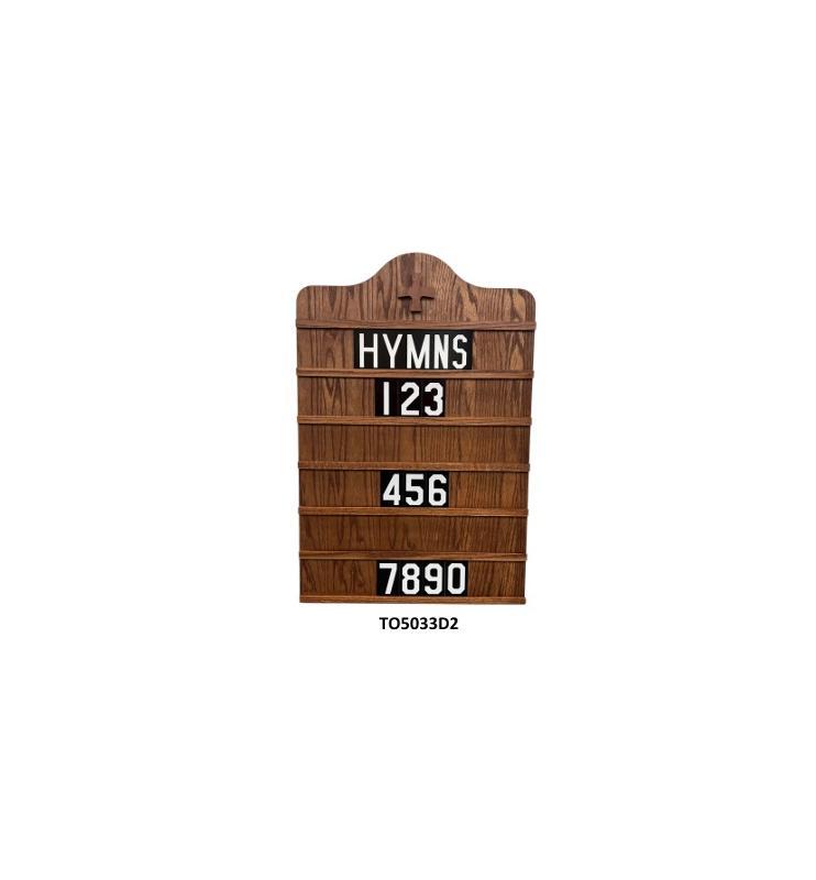 Oak Hymn Board Wall Mounted DARK OAK (with Hymn and numbers)