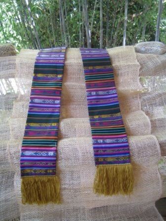Natural Clergy Stole Ecuador traditional fabrics 6-½ wide 59