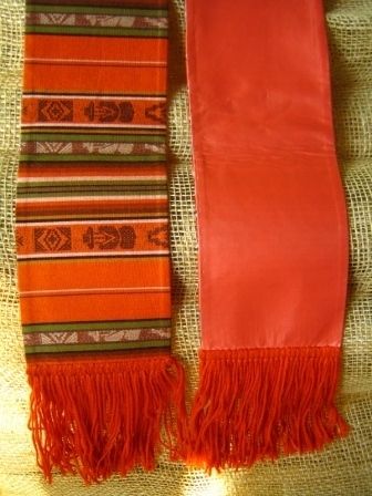 Natural Clergy Stole Ecuador traditional fabrics 6-½ wide 59