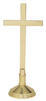 Brass Altar Chapel Cross Solid base High Polished finish also
