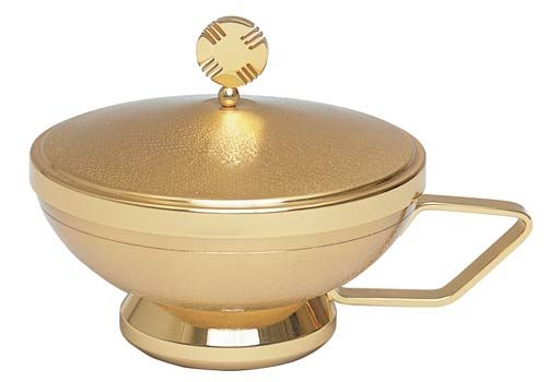 Ciborium Bowl with Cover K374 Handle Two Tone 24K Gold