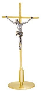 Altar Crucifix Satin Brass Silver Oxidized Corpus 15