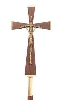 Processional Crucifix Featuring A 12 Bronze Corpus Mounted