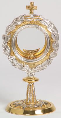 Chapel Monstrance 24K Gold Silver Plated Finish Leaf