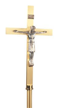 Processional Crucifix Satin Brass K730 Base 12 78