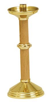 Candlestick Polished Brass Oak 12 High 5
