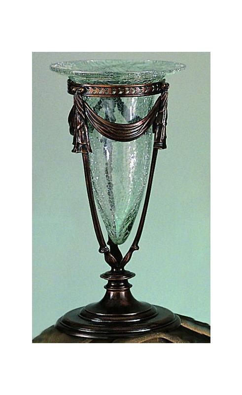 Large Bronze Vase With Crackle Glass   17 In. H