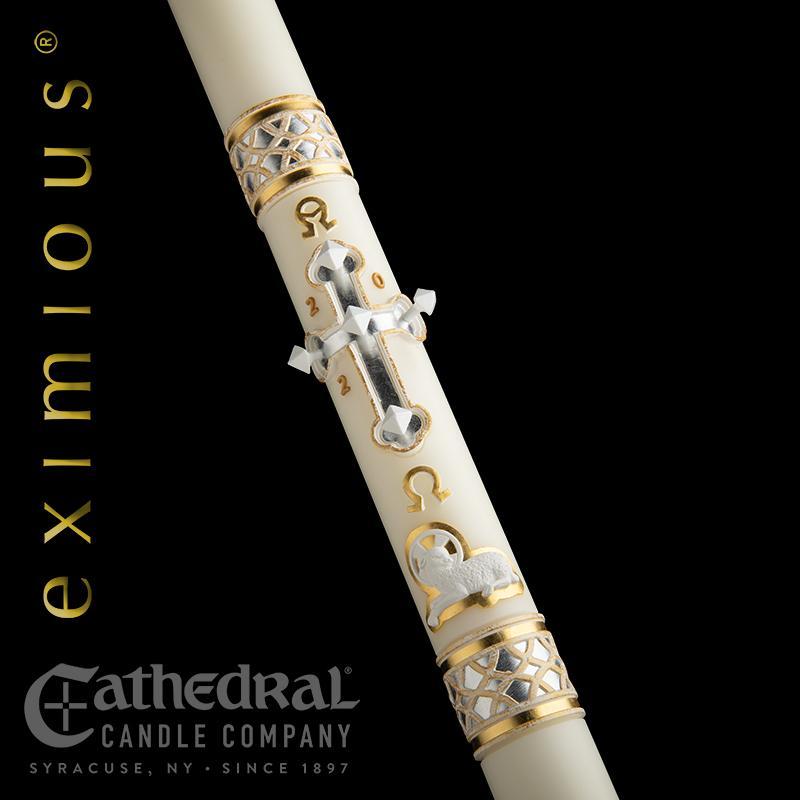Merciful Lamb Paschal Candle Exemious Brand 51 percent beeswax Cathedral