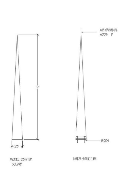 Fiberglass Spire 19 ft Durable White Gel Coat Finish (Colors Available)